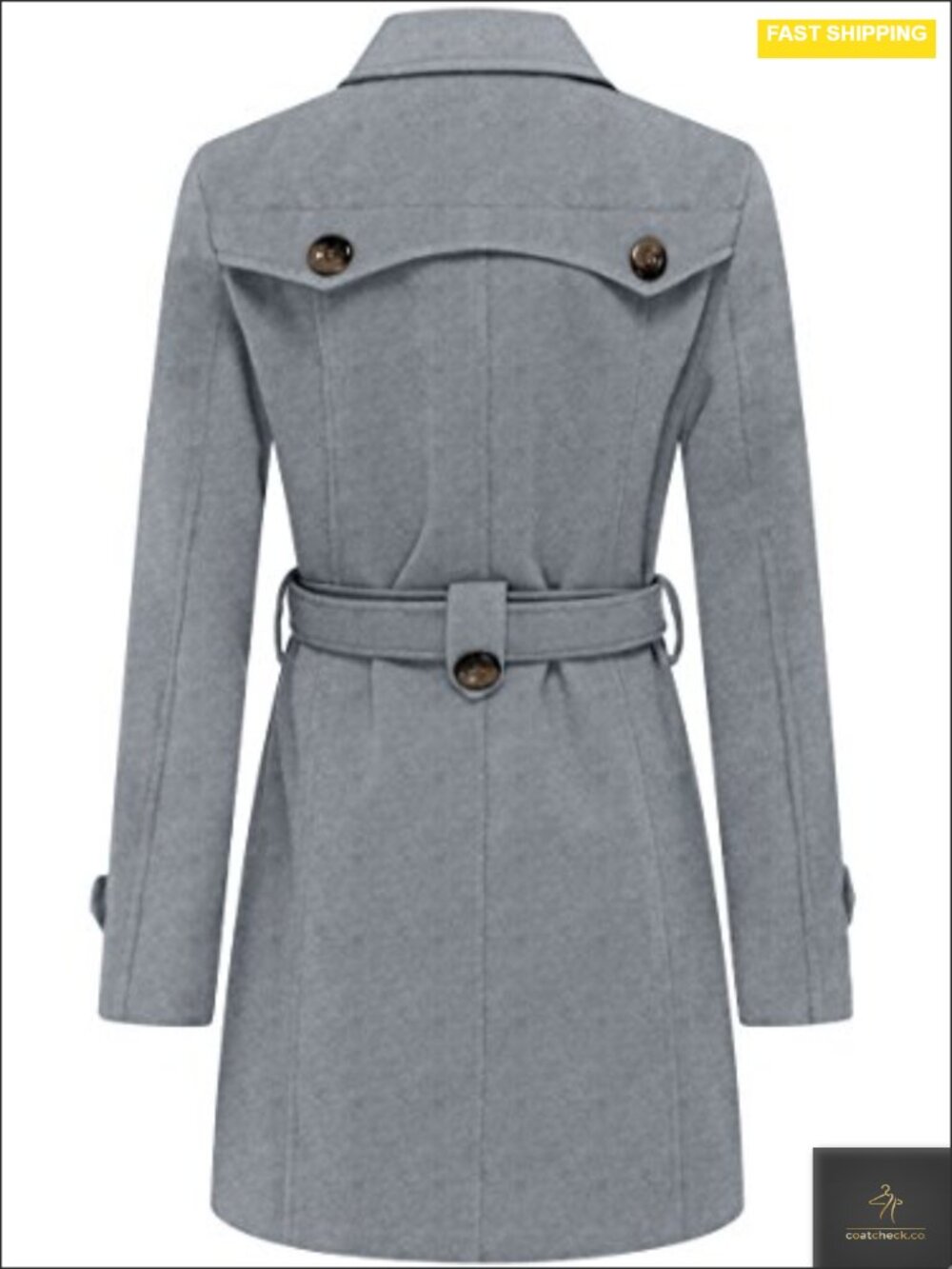 Women's Double Breasted Pea Coat Winter Mid-Long Trench Coat Lapel Collar - Picture 2 of 5